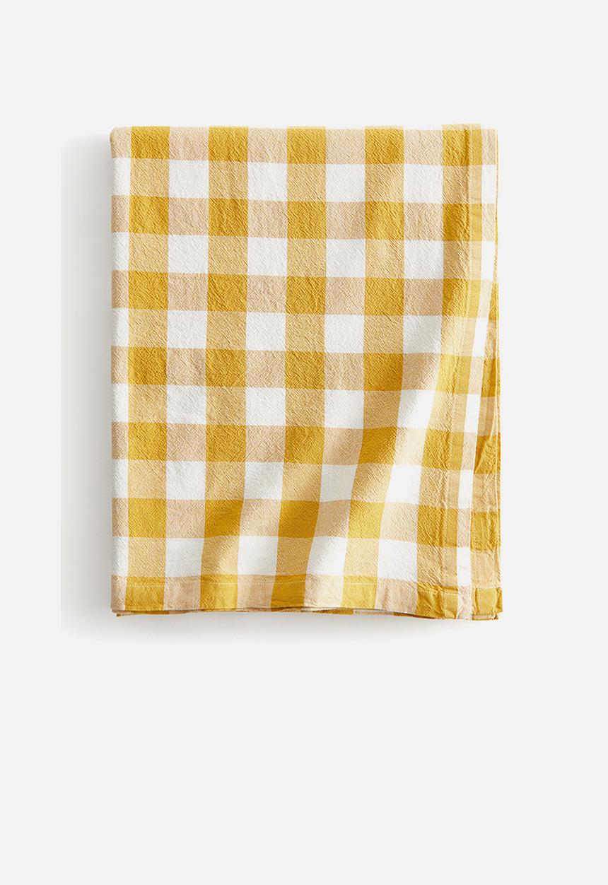 H&M - Patterned cotton tablecloth - dark yellow gingham check