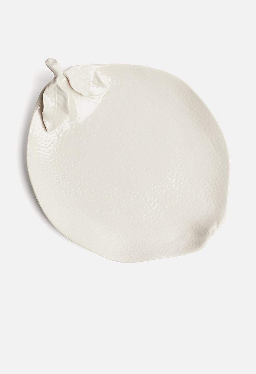 H&M - Lemon-shaped stoneware serving plate - light beige