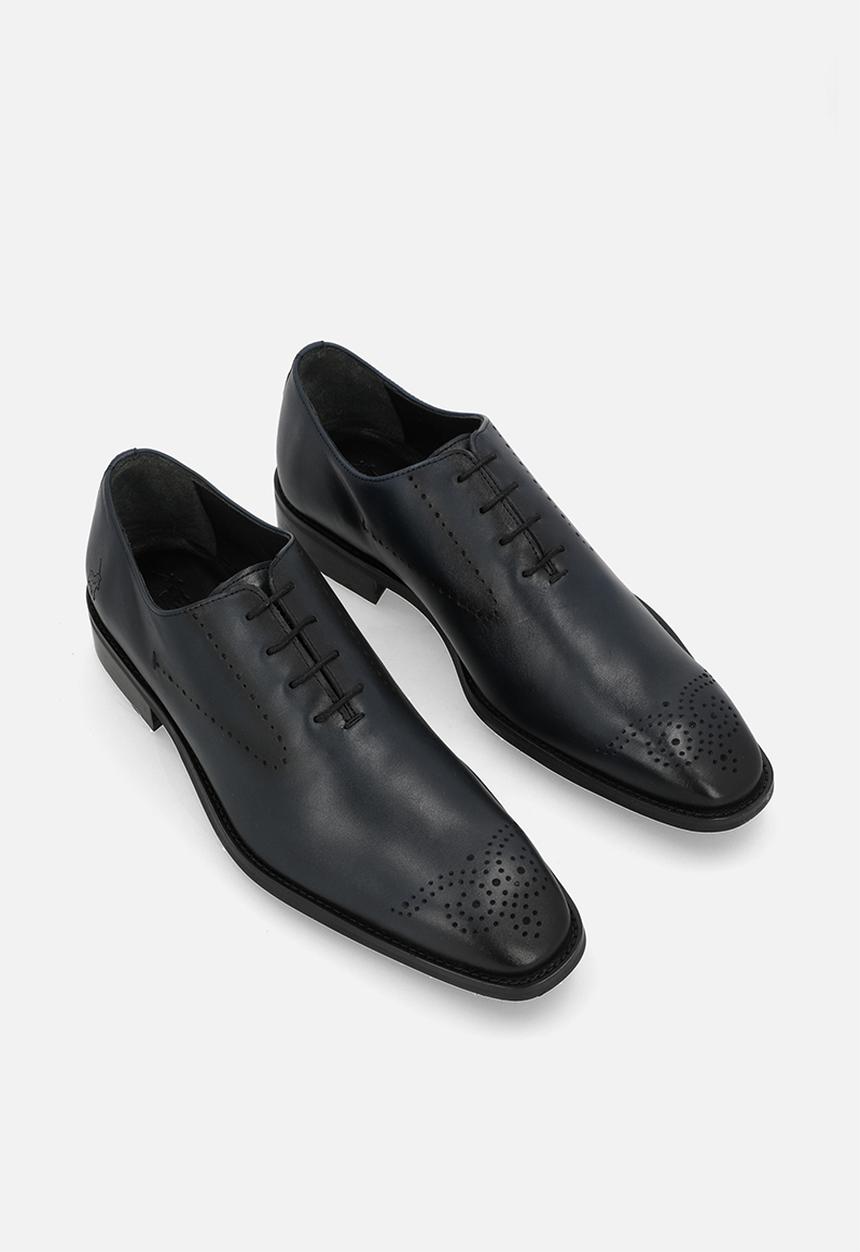 POLO - Perforated oxford lace up - navy leather
