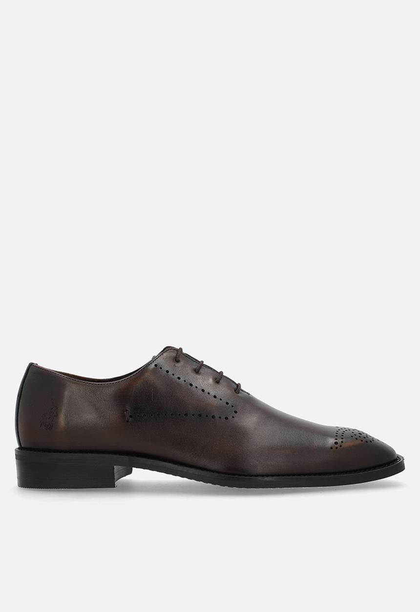 POLO - Perforated oxford lace up - brown leather