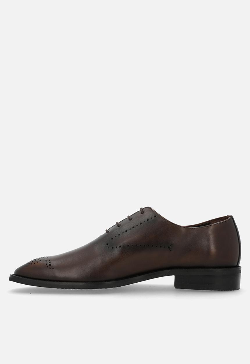 POLO - Perforated oxford lace up - brown leather