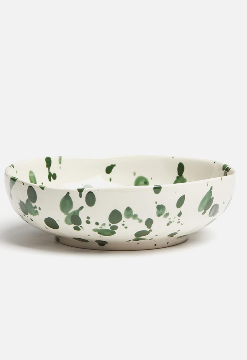 H&M - Stoneware serving dish - green spotted