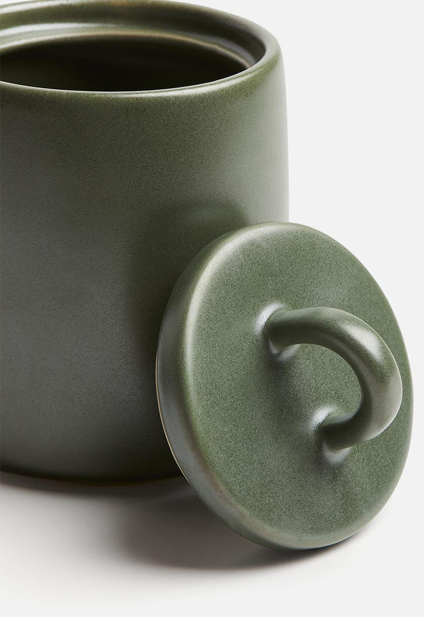 H&M - Stoneware jar - dark green