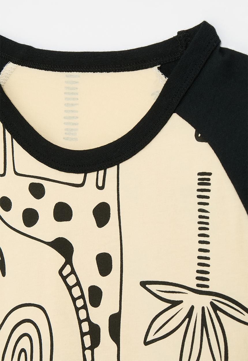 Pop Candy - Printed contrast tee - black/beige/multi