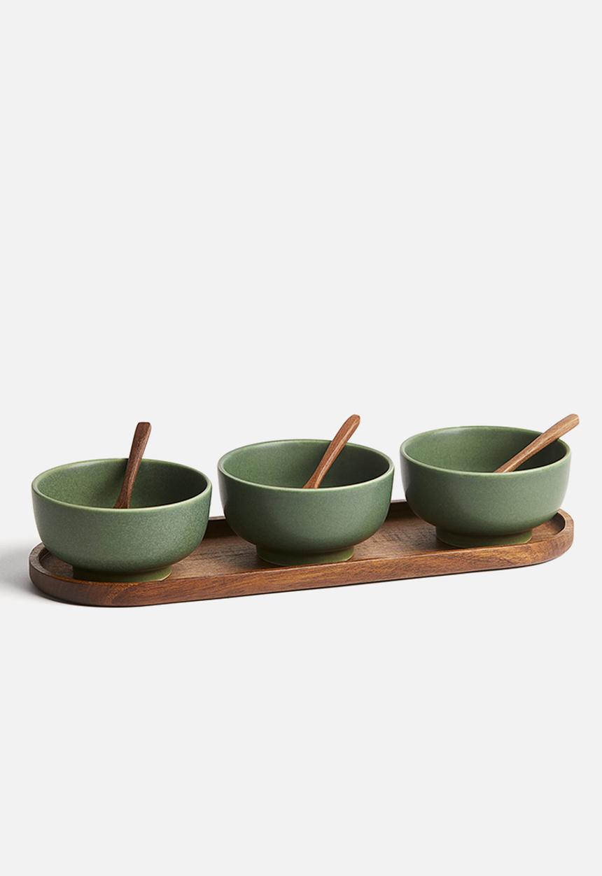 H&M - 3 pack stoneware serving bowls - green