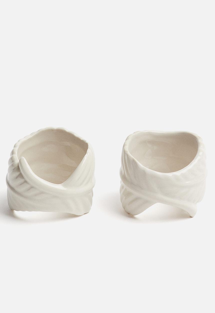 H&M - 2 pack stoneware napkin rings - light beige