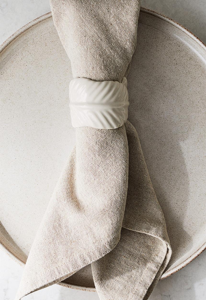 H&M - 2 pack stoneware napkin rings - light beige