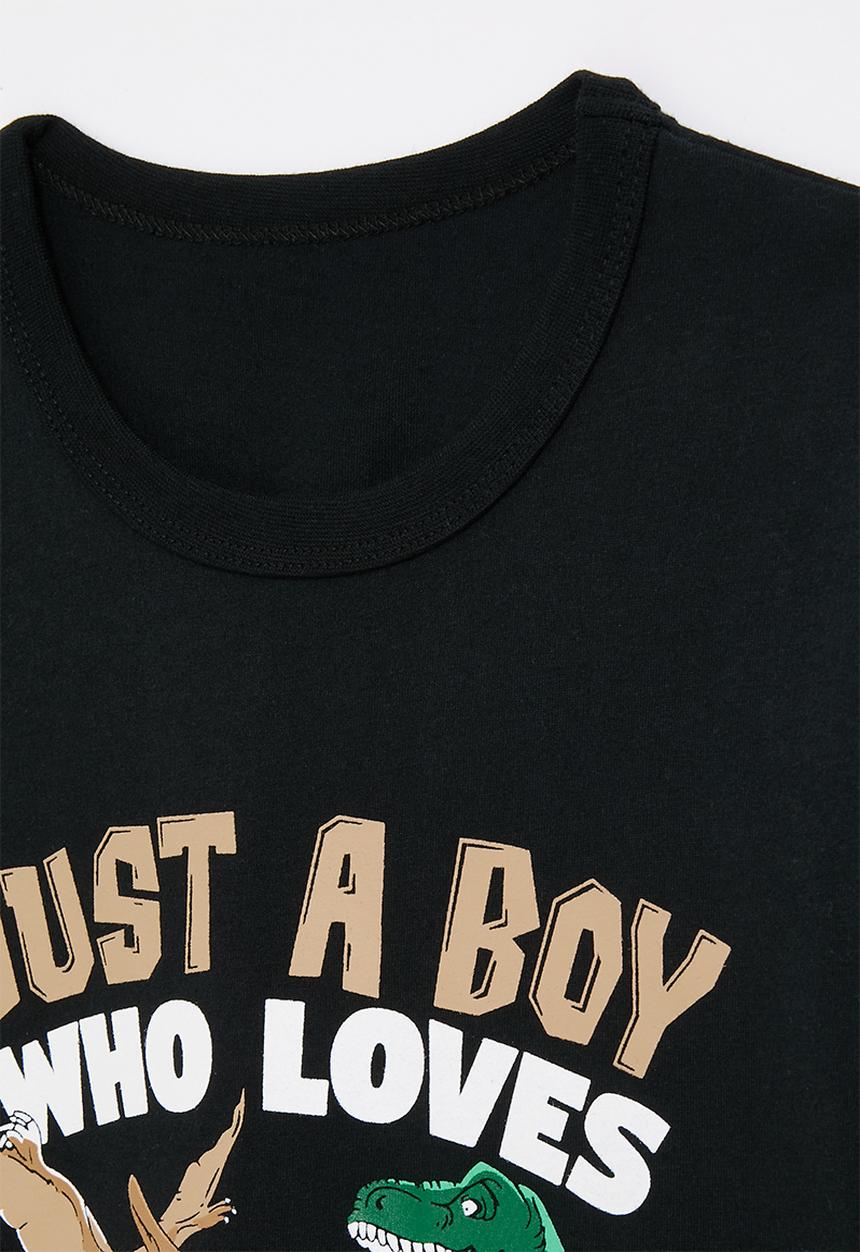 Pop Candy - Graphic & slogan print tee - black/just a boy who loves dinosaurs