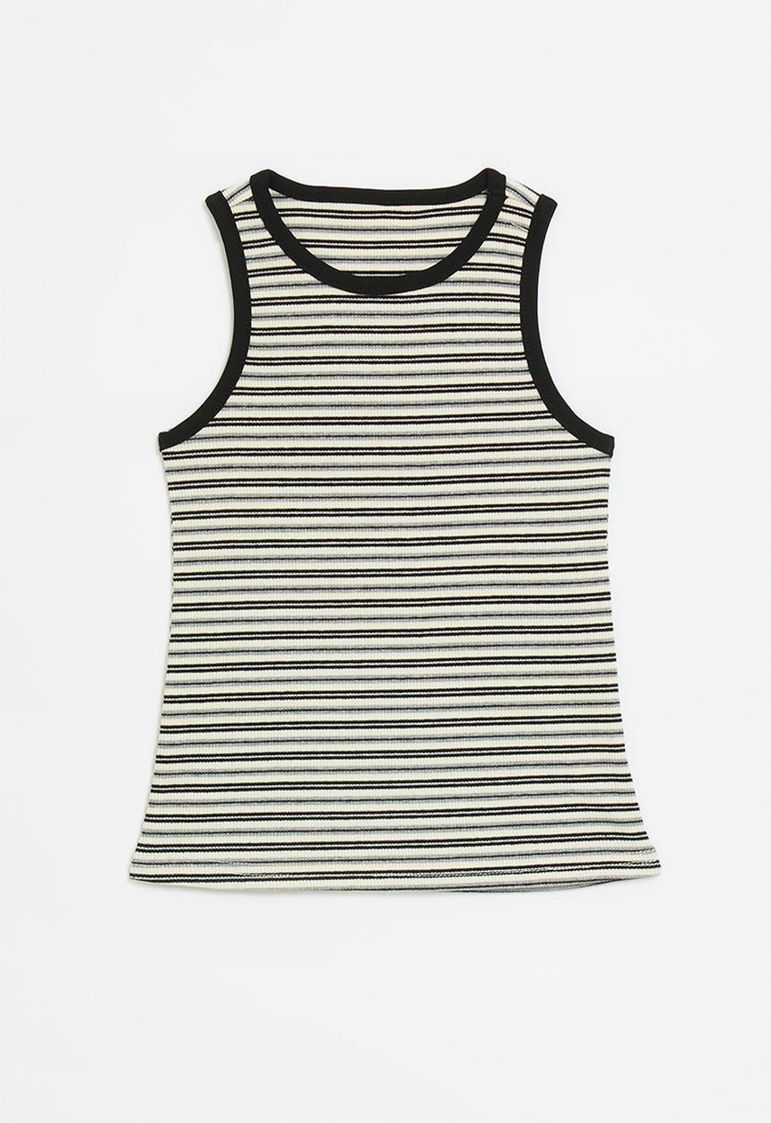 Pop Candy - Striped tank top - black & white