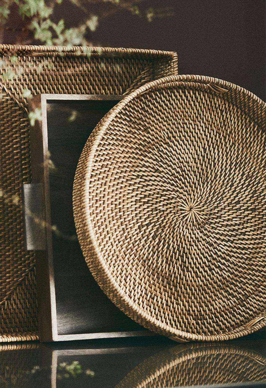 H&M - Rattan tray - beige