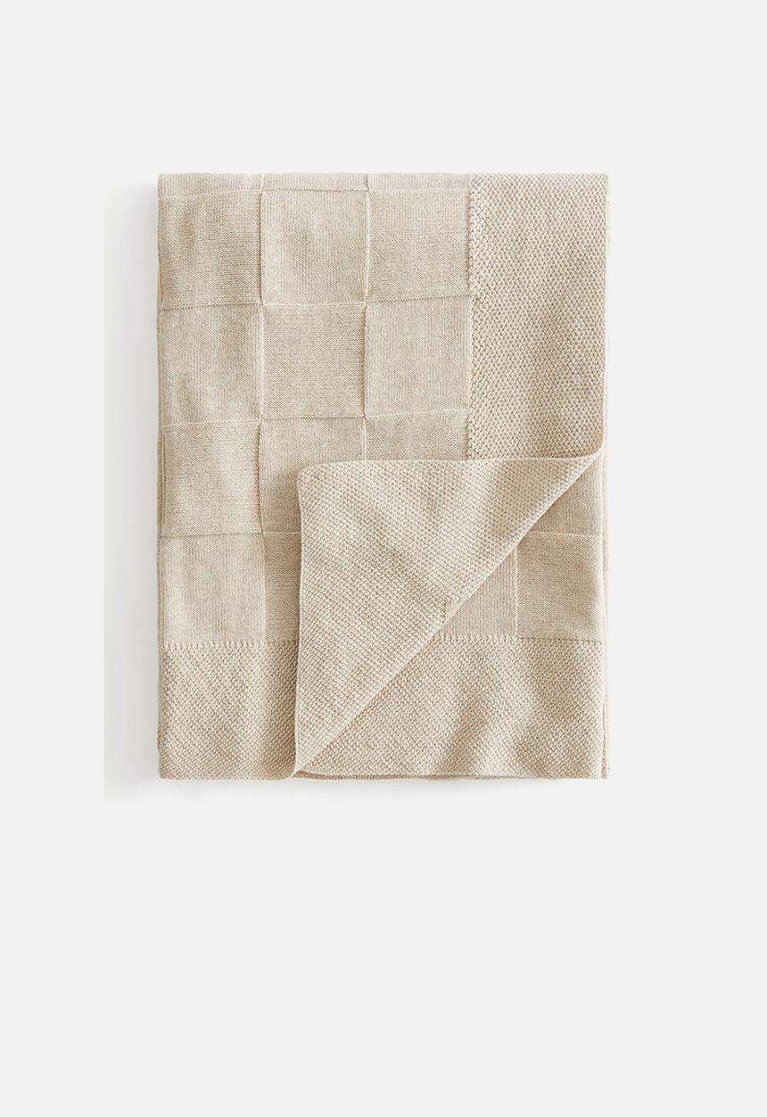 H&M - Knitted cotton blanket - beige