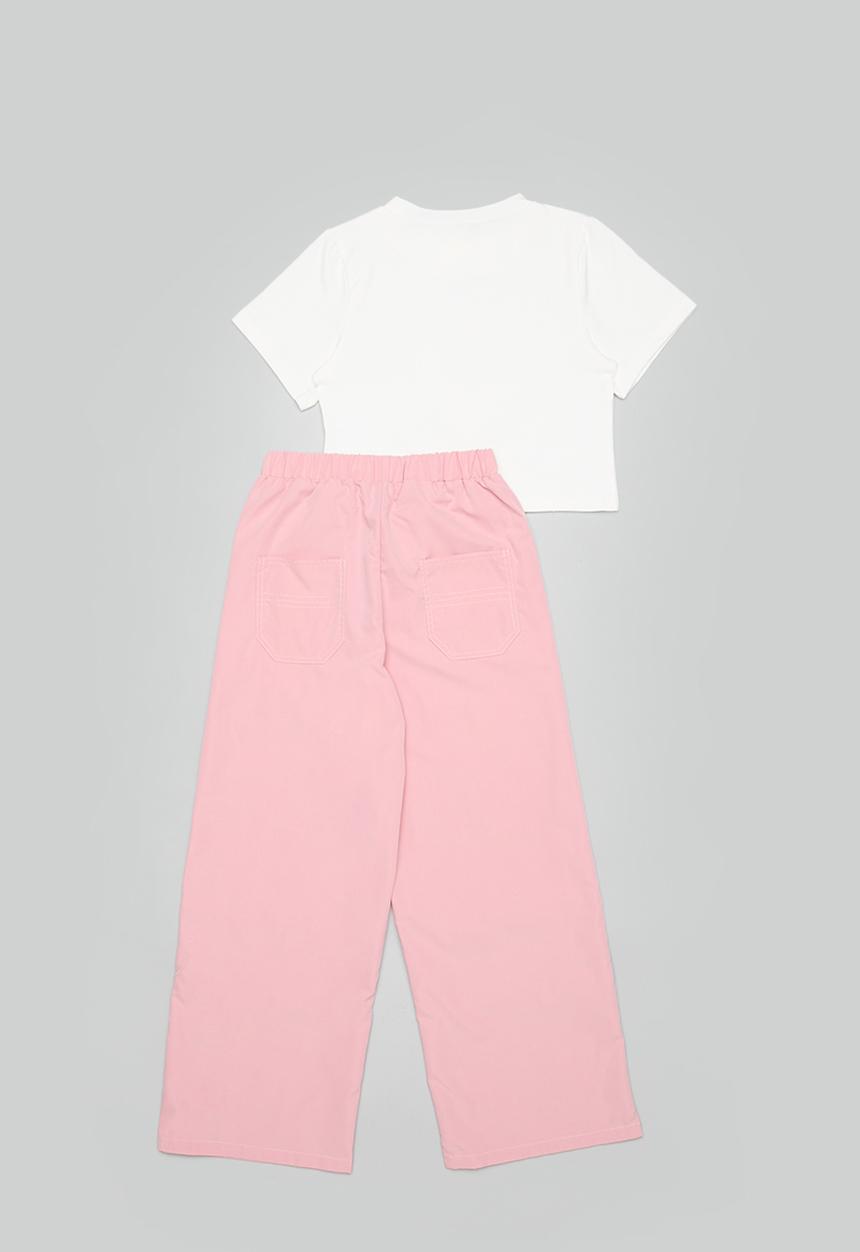 Pop Candy - Tee & pants set-pink & white