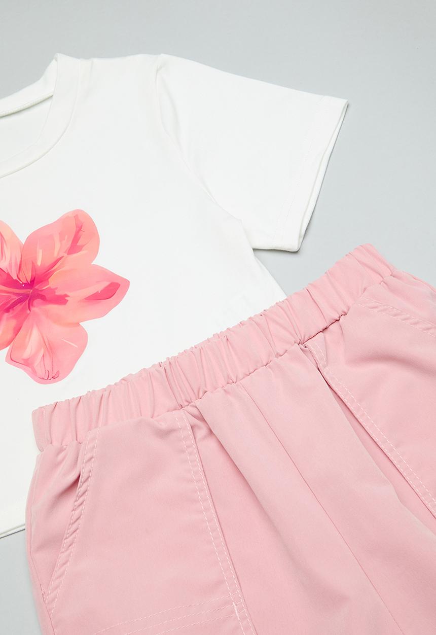 Pop Candy - Tee & pants set-pink & white