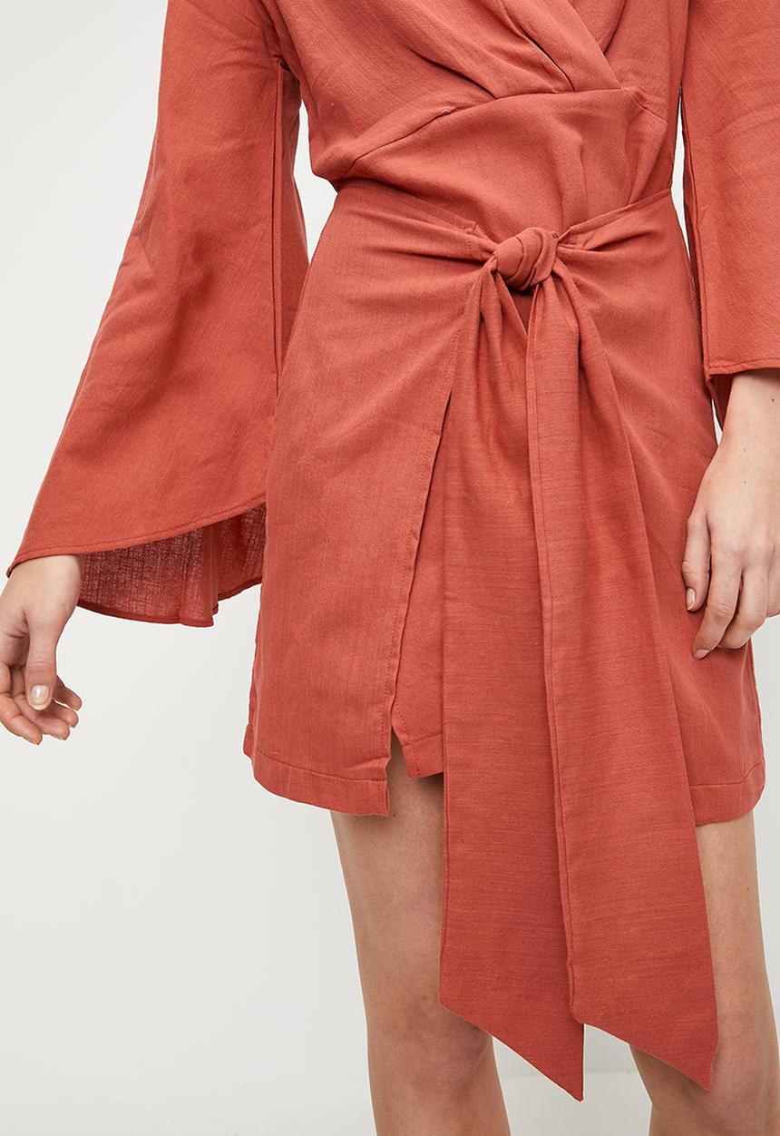 Trendyol - Beach Dress Tie Detail - Dusty Rose