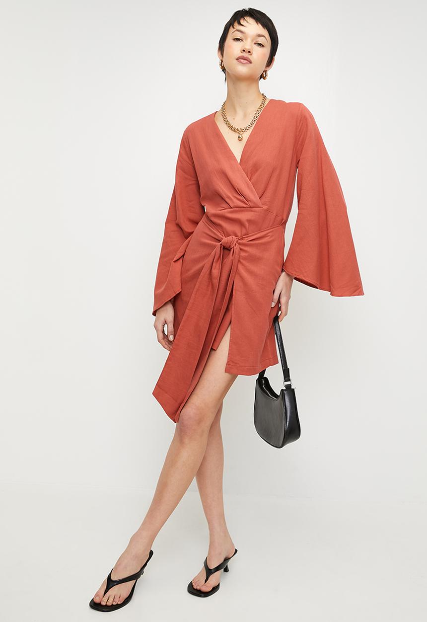 Trendyol - Beach Dress Tie Detail - Dusty Rose