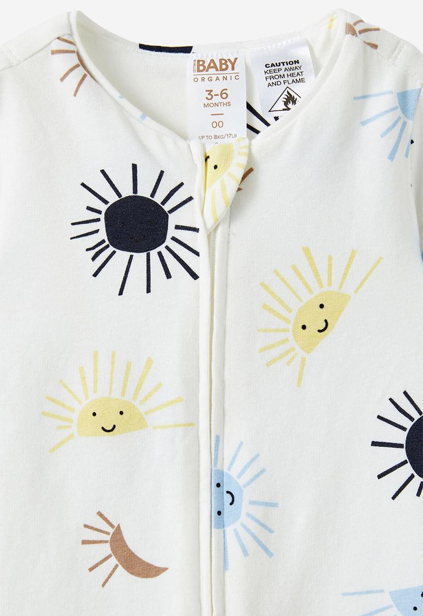 Cotton On - The short sleeve zip romper - vanilla dawn blue/hello sunshine