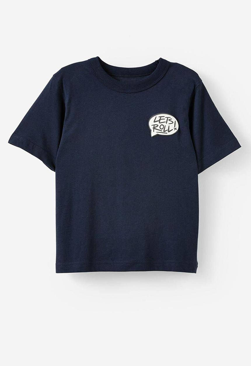 Cotton On - Jonny Short Sleeve Graphic Print Tee - Squid Ink/Skate Play Lets Roll