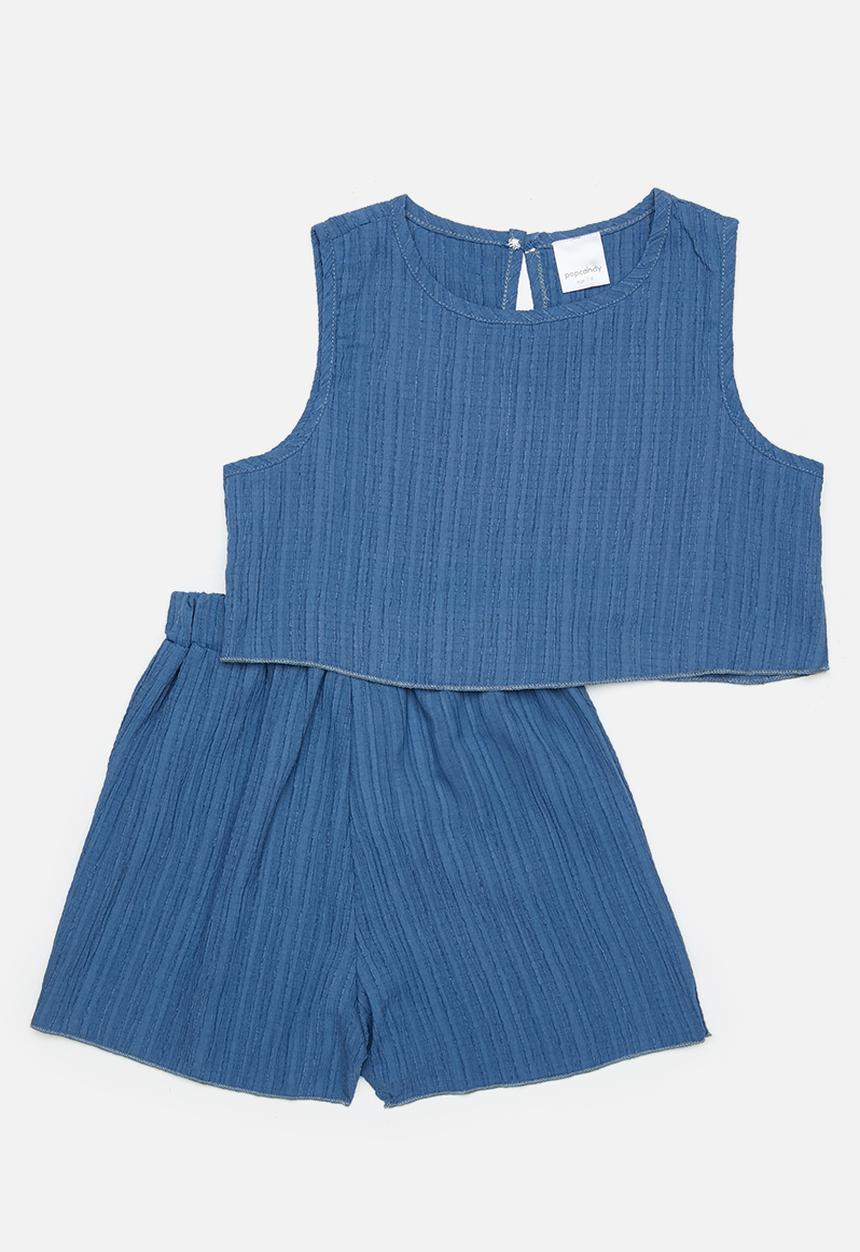 Pop Candy - Cropped top & pants set - blue