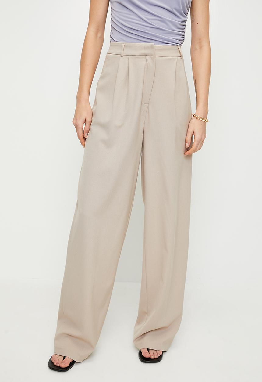 Trendyol - Edition stone wide leg woven trousers  - stone