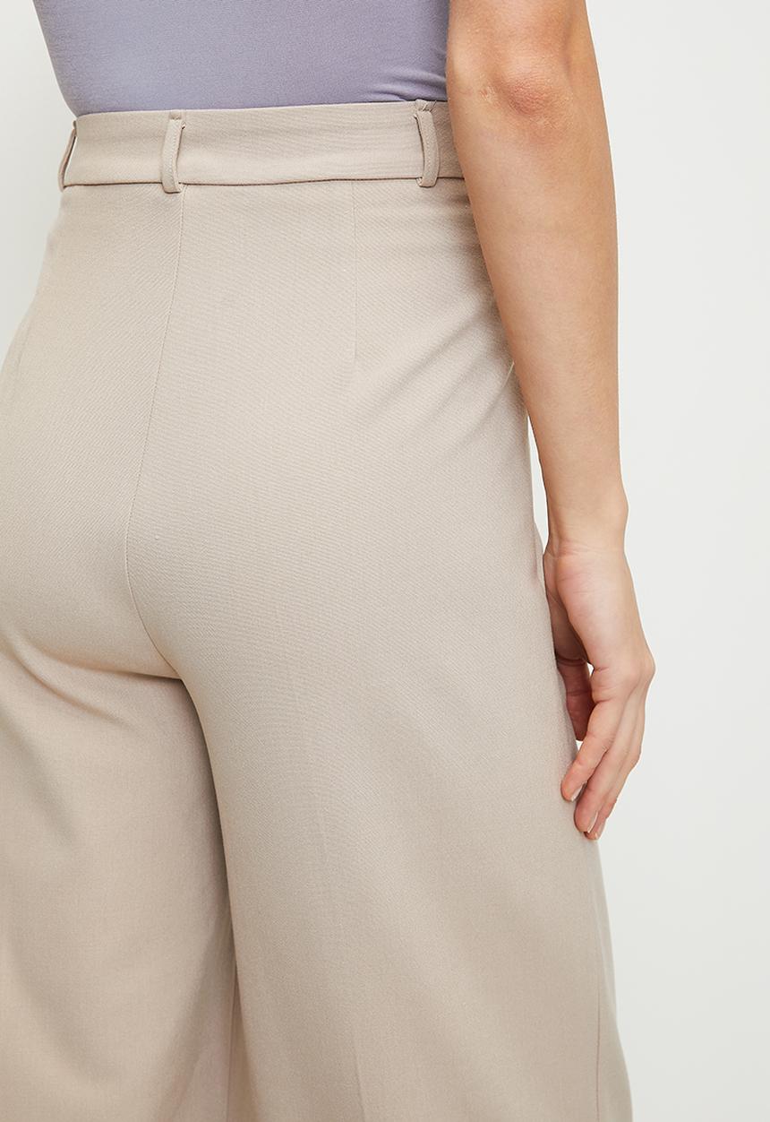 Trendyol - Edition stone wide leg woven trousers  - stone