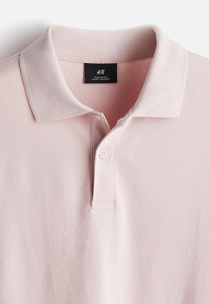 H&M - Regular fit piqué polo shirt - pink