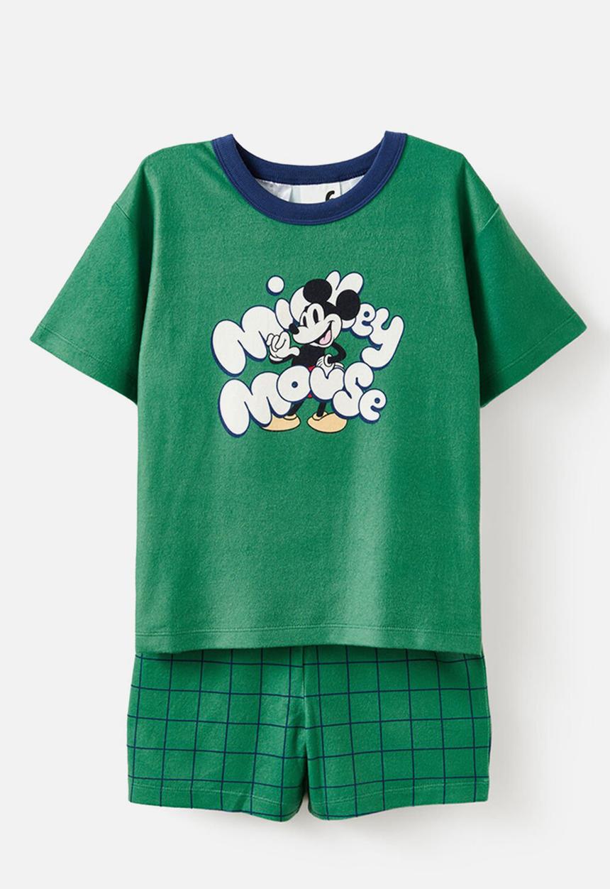 Cotton On - Damon short sleeve pyjama set license - lcn dis guac/ mickey grid