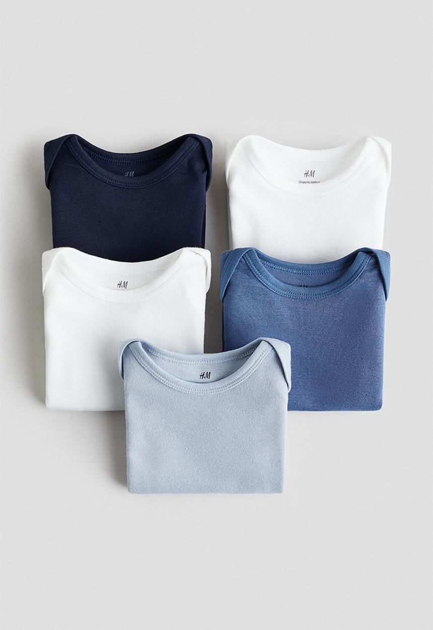 H&M - 5-Pack cotton bodysuits - blue/white 