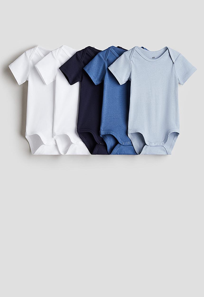 H&M - 5-Pack cotton bodysuits - blue/white 