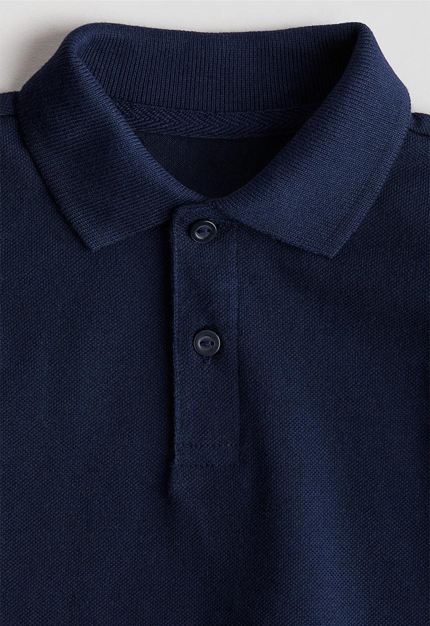 H&M - Cotton piqué polo shirt - navy blue