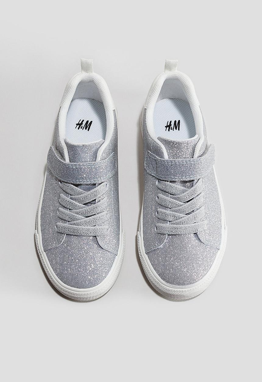 H&M - Glittery trainers - silver-coloured/glittery 
