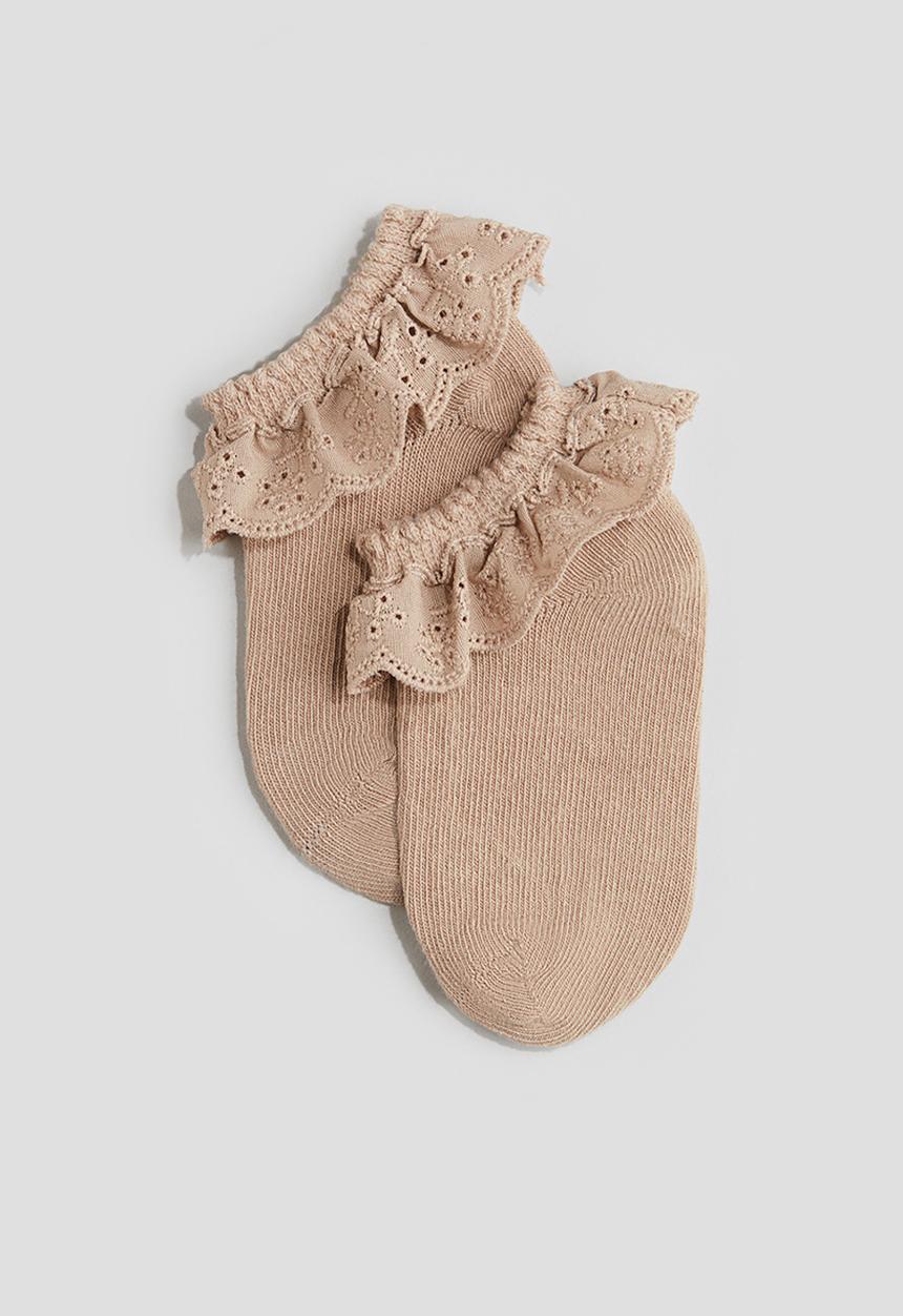 H&M - 4-Pack shaftless socks - beige/white