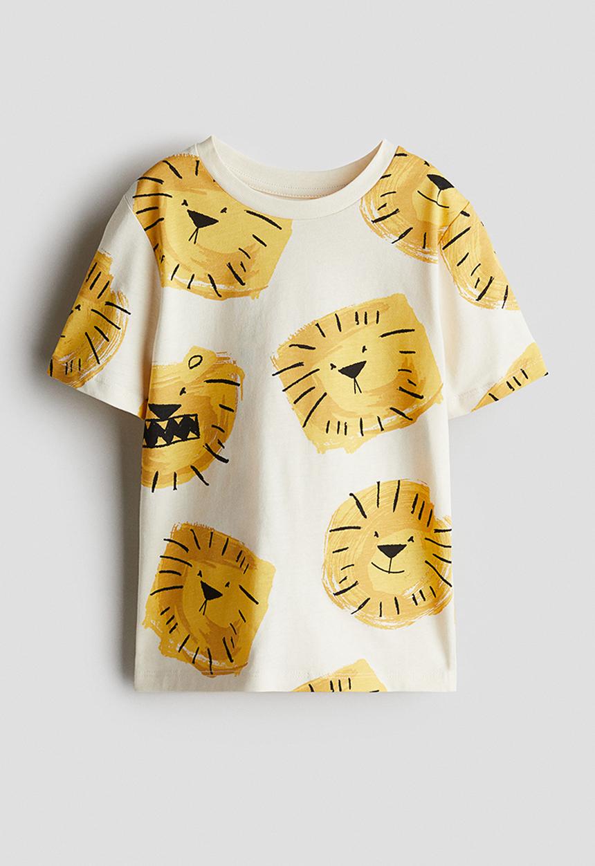 H&M - Printed T-shirt - light beige/lions