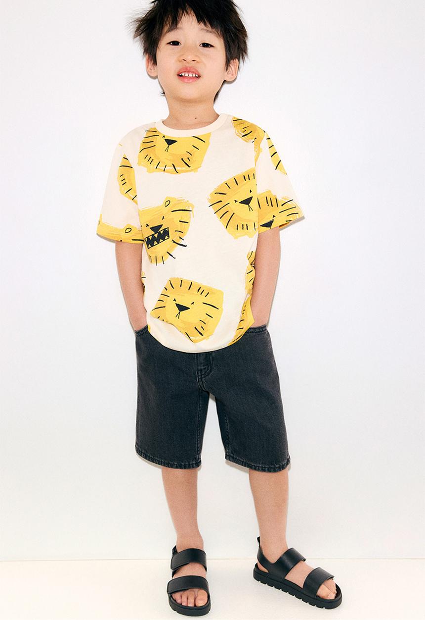 H&M - Printed T-shirt - light beige/lions