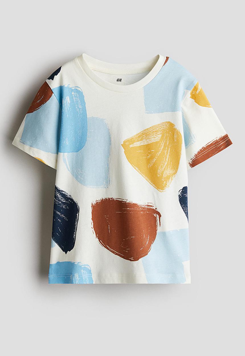 H&M - Printed T-shirt - white/spotted