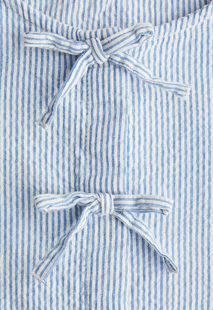 H&M - Cotton seersucker peplum blouse - light blue/striped