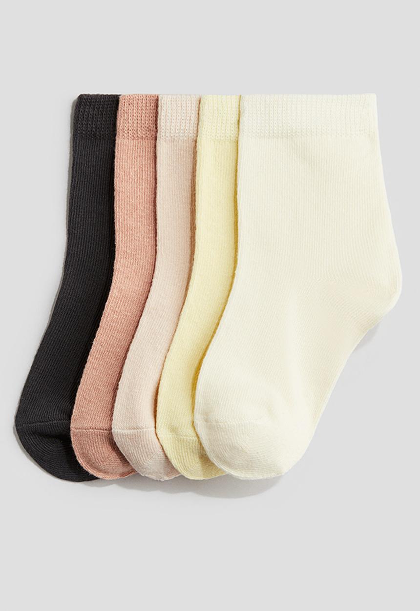 H&M - 5-Pack socks - yellow/pink/dark grey