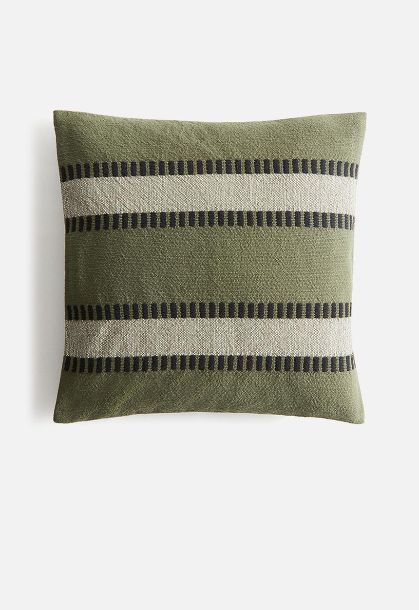 H&M - Patterned cushion cover - khaki green patterned 