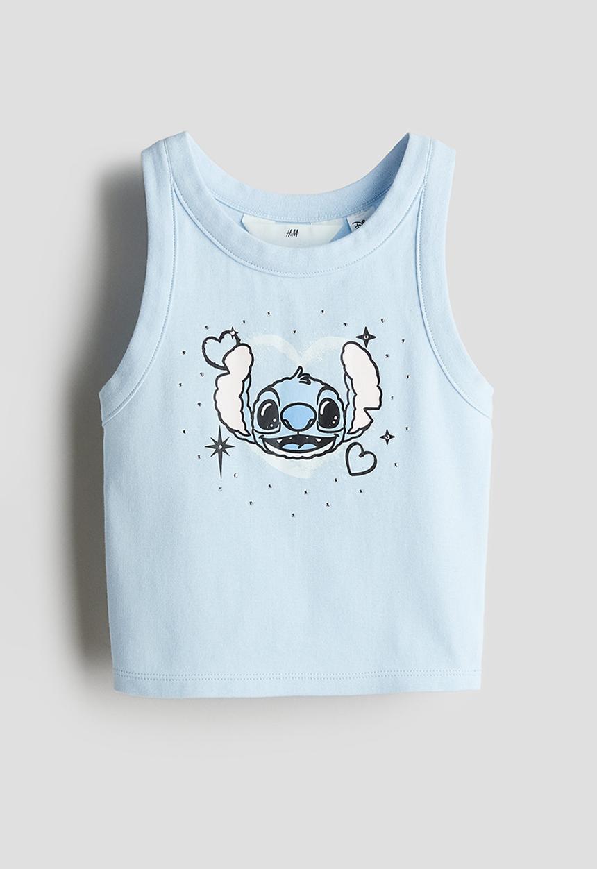 H&M - Printed vest top - light blue/lilo & stitch 