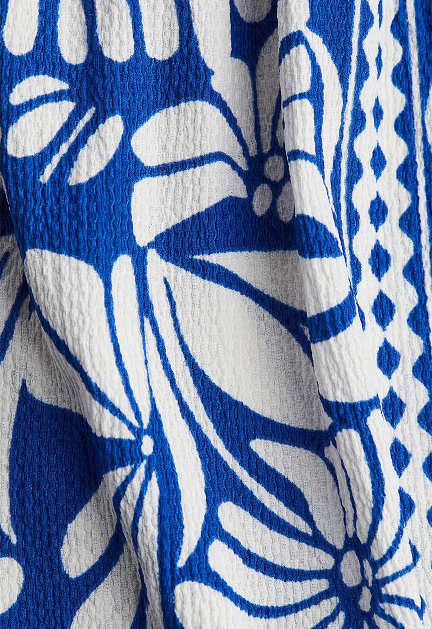 H&M - Smocked strappy dress - blue & white patterned