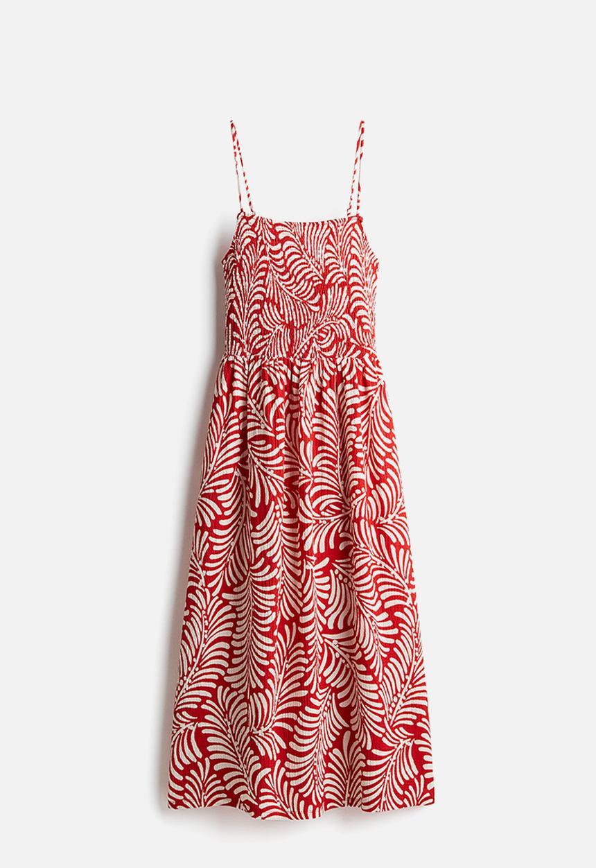 H&M - Smocked strappy dress - red patterned