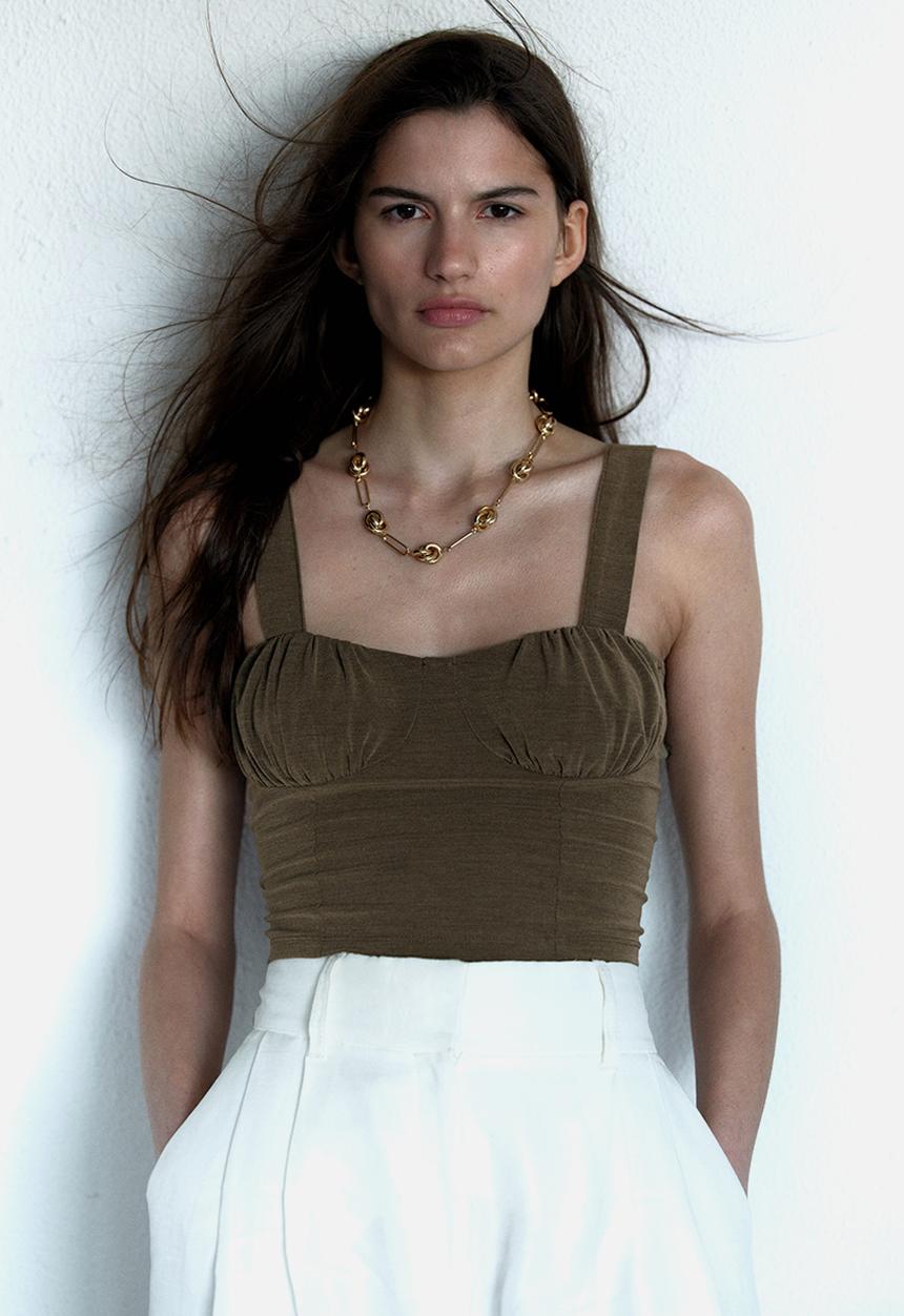 H&M - Bralette top - dark khaki green
