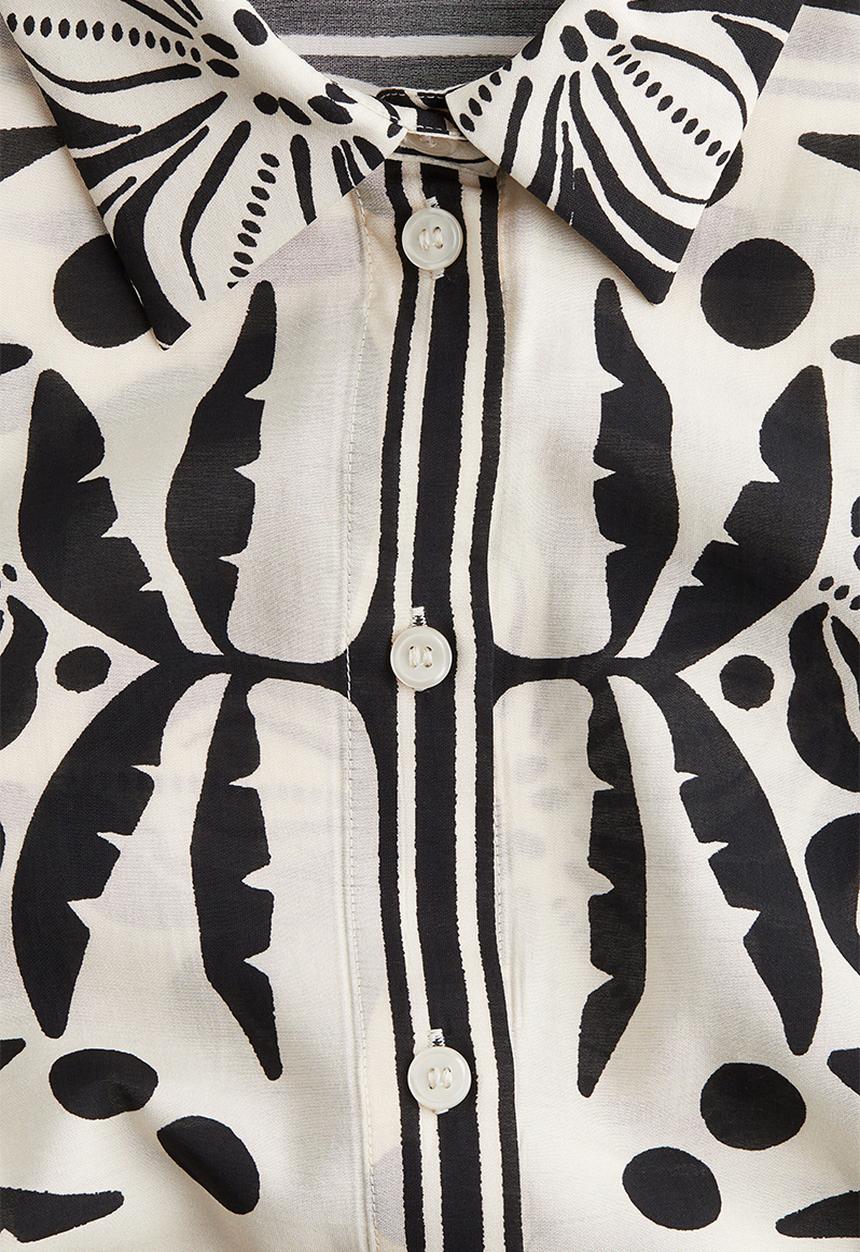 H&M - Loose-fit shirt - cream & black patterned 