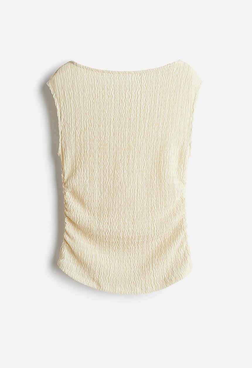 H&M - Textured jersey top - cream