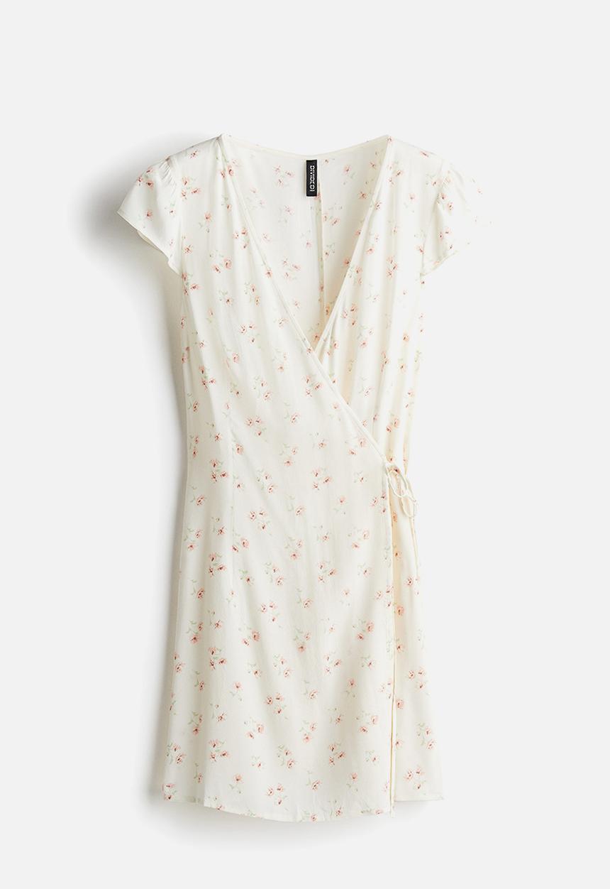 H&M - Crêpe wrap dress - cream floral