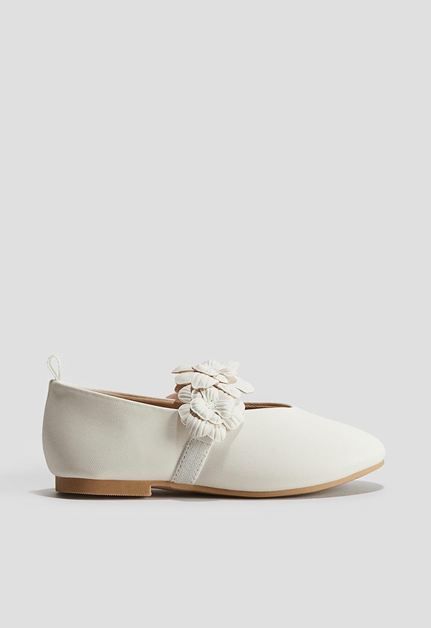 H&M - Appliquéd ballet pumps - white