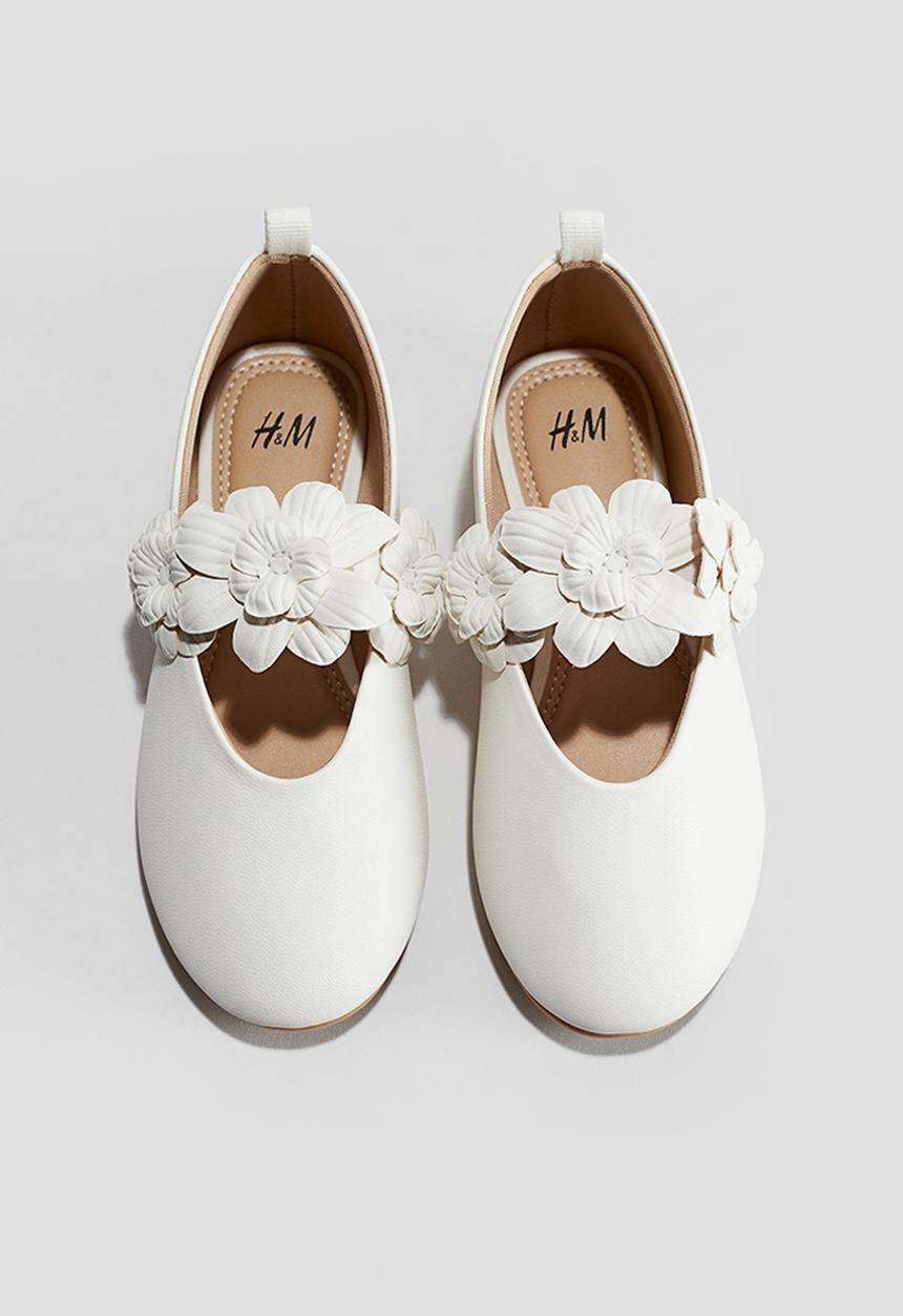 H&M - Appliquéd ballet pumps - white