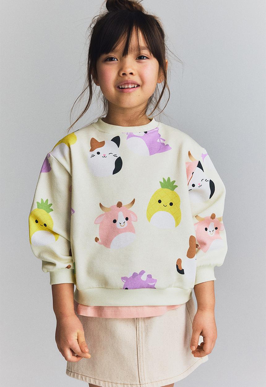 H&M - Printed sweatshirt - light yellow & squishmallows