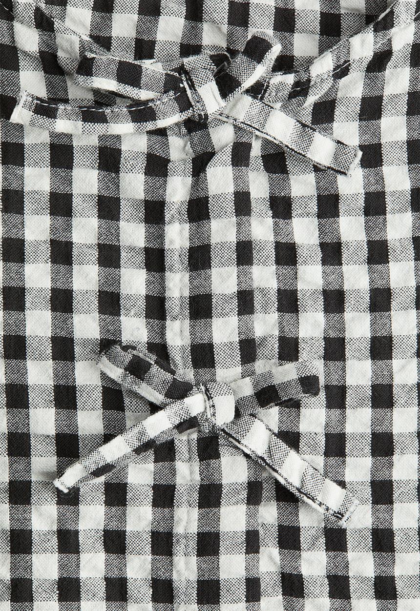 H&M - Cotton seersucker peplum blouse - black gingham check