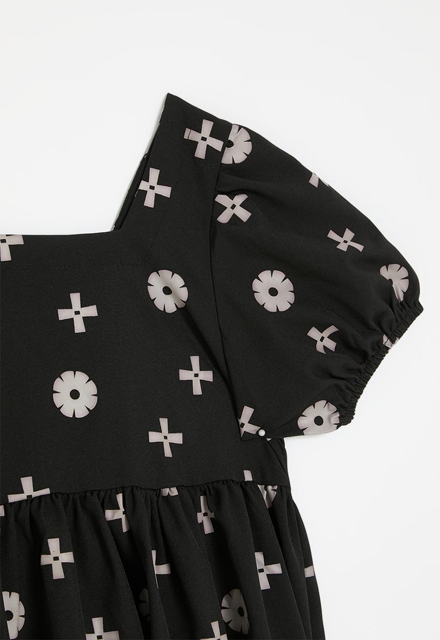 Pop Candy - Puff sleeve dress - black & white