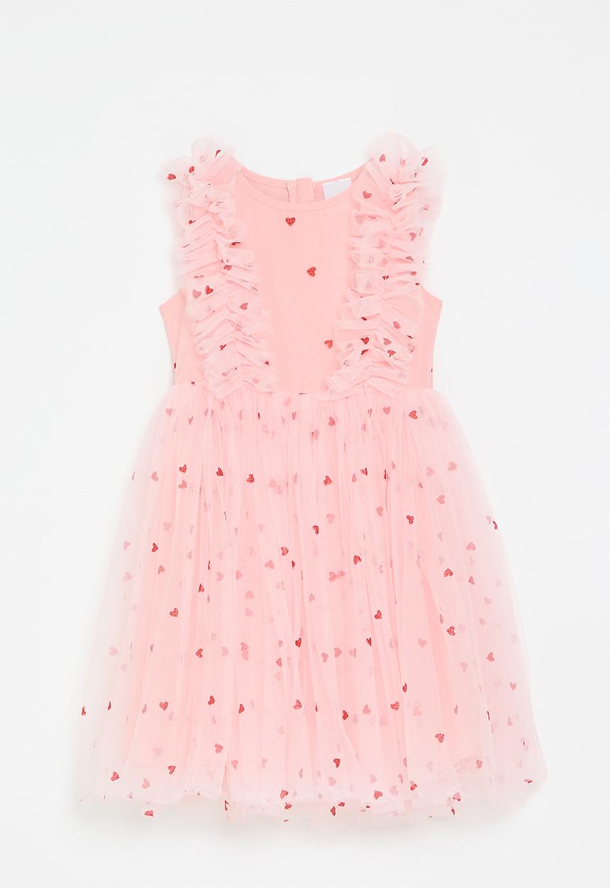 Pop Candy - Heart print tulle dress - pink & red